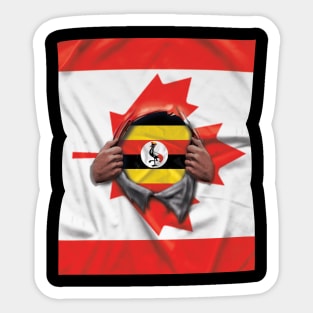 Uganda Flag Canadian Flag Ripped - Gift for Ugandan From Uganda Sticker